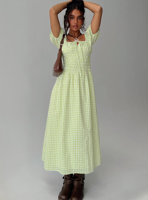 More Than Butterflies Maxi Dress Green Check | Princess Polly More Than Butterflies Maxi Dress Green Check | Princess Polly
