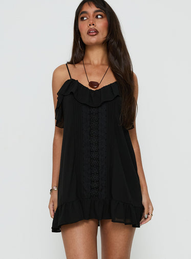 airabella lace mini dress black Princess Polly Women's Airabella Lace Long Sleeve Minidress - Black