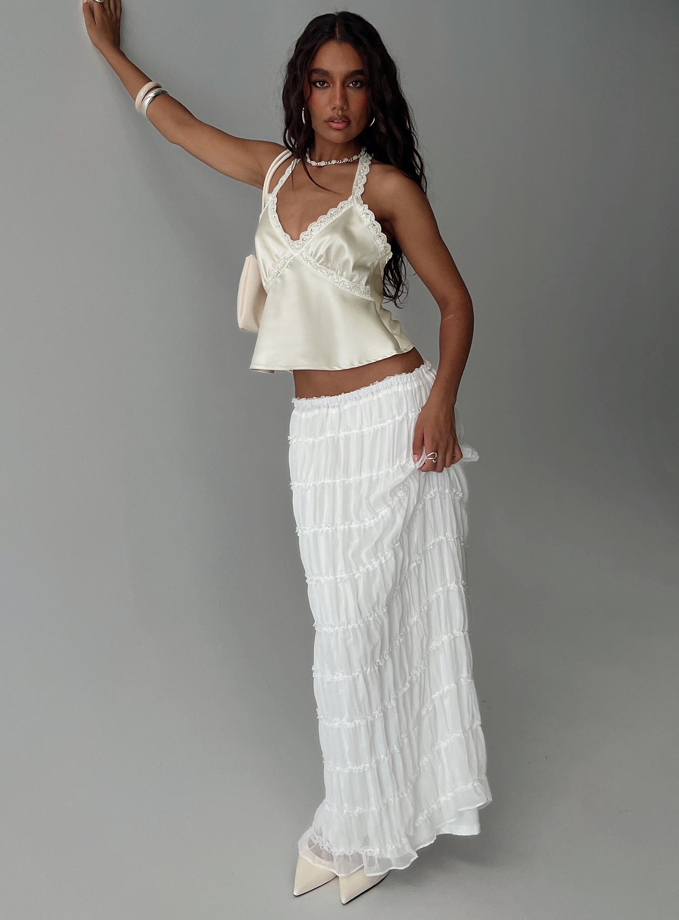 Estefania Maxi Skirt White | Princess Polly