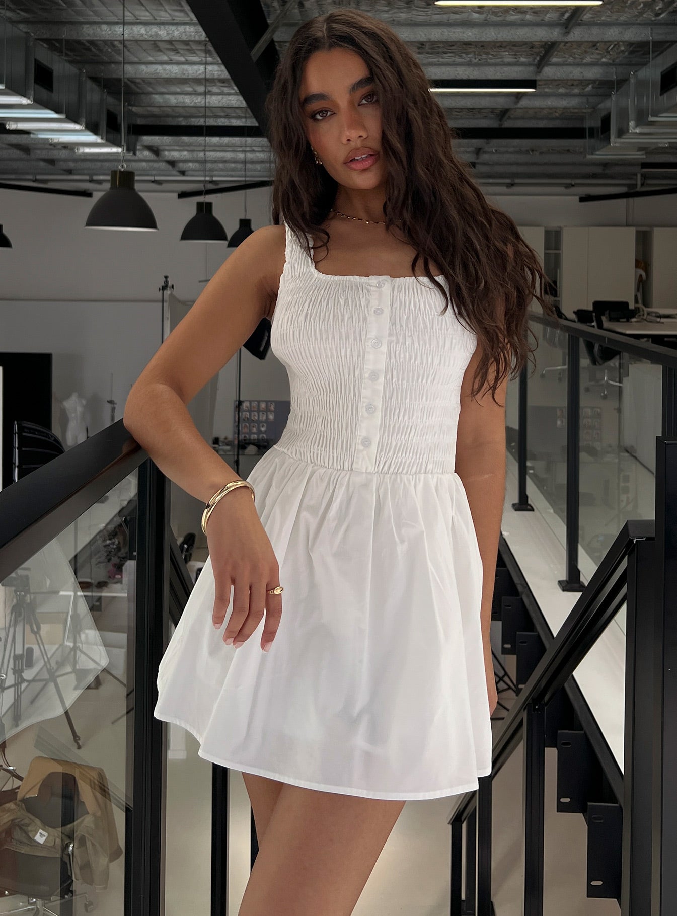 open lace back dress Loralei Shirred Maxi Dress Yellow main image 0