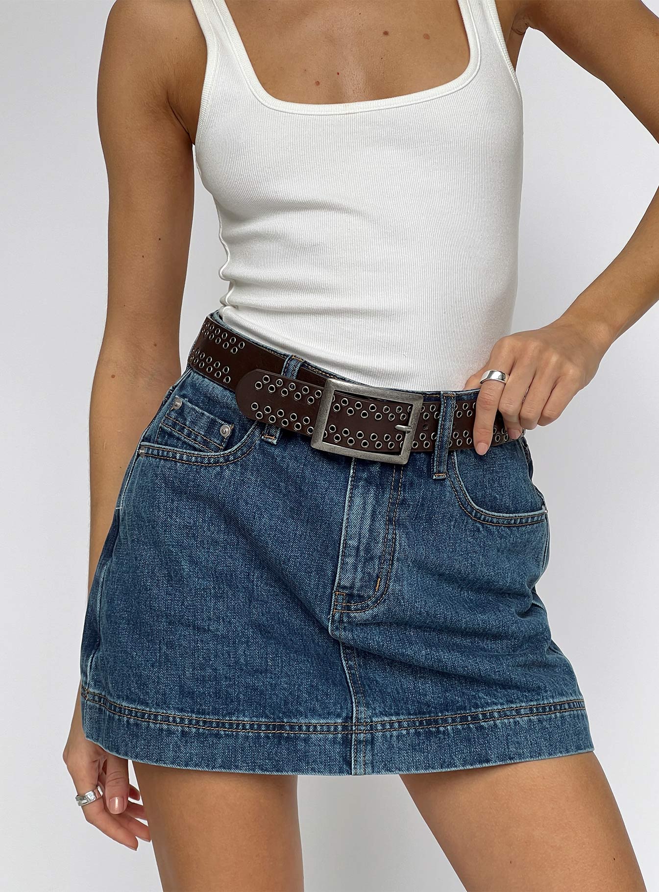 Gazelle Denim Skort Mid Wash Lower Impact | Princess Polly
