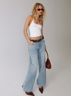 Serenitia Mid Rise Straight Leg Jeans Light Wash