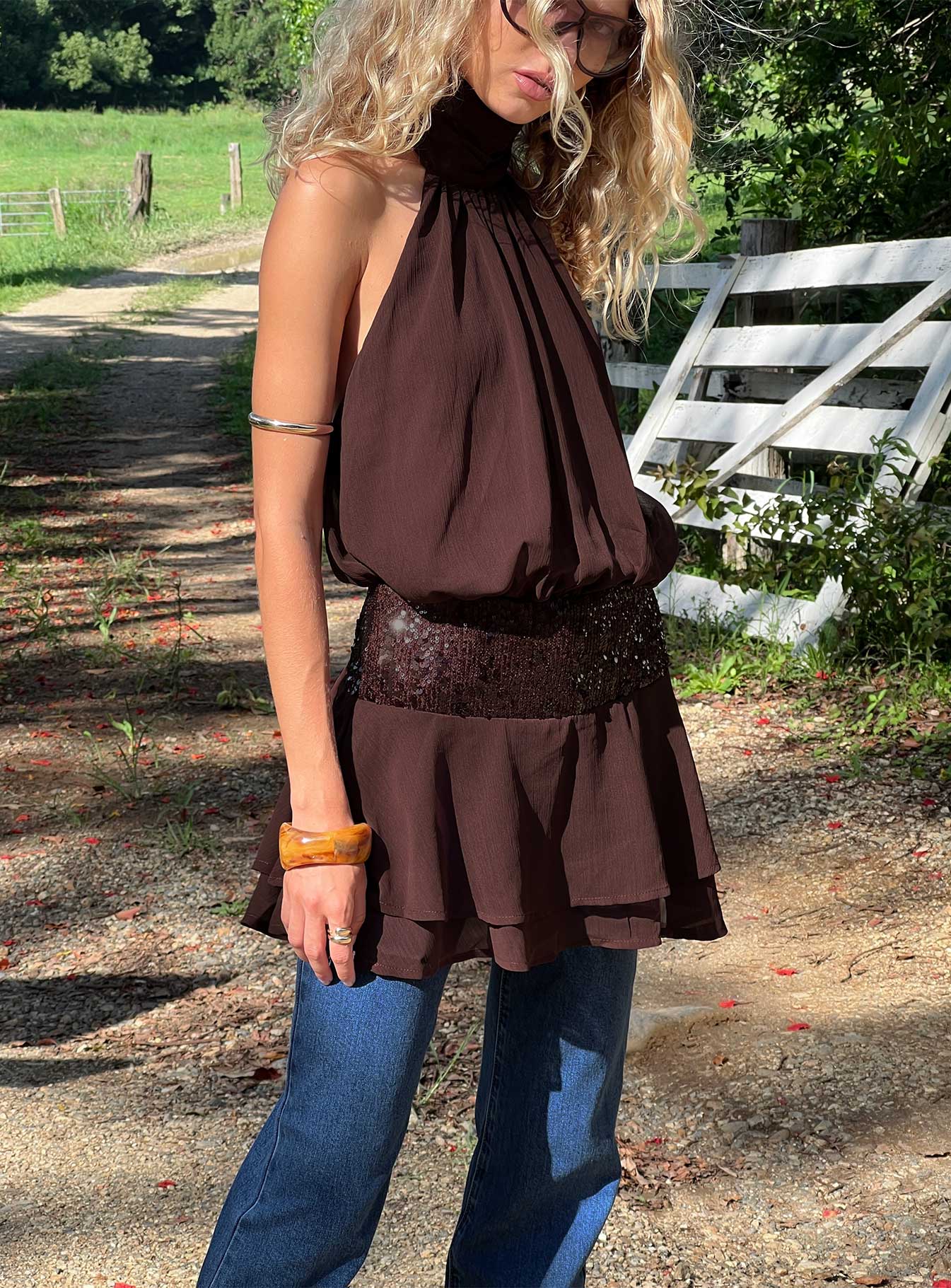 Zenayda Drop Waist Sequin Mini Dress | Brown | Womens | Princess Polly Lower Impact Zenayda Drop Waist Sequin Mini Dress | Brown | Womens | Princess Polly Lower Impact