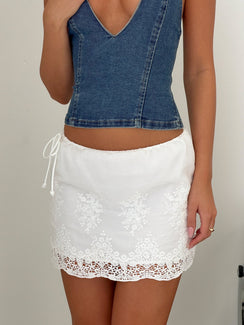 Always Dancing Embroidered Mini Skirt White