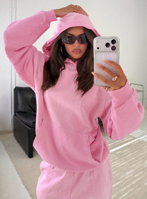 AT Pullover Oversized Hoodie Washed Pink