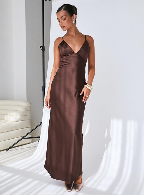 Angels Only Maxi Dress | Chocolate | Womens | Princess Polly Lower Impact Angels Only Maxi Dress | Chocolate | Womens | Princess Polly Lower Impact