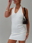 front view of model wearing Princess Polly Allia Mini Dress White V-Neck 