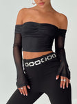 product Princess Polly Full Sleeves Asymmetric Neckline  Botello Off The Shoulder Top Black