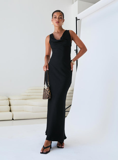 Make Memories Cowl Neck Maxi Dress Black | Princess Polly Make Memories Cowl Neck Maxi Dress Black | Princess Polly