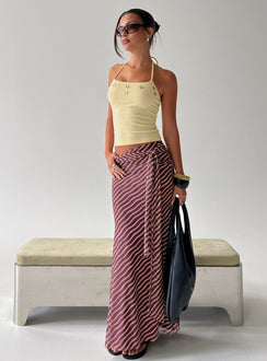 Caviar Tie Maxi Skirt Brown Stripe Tall