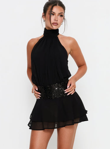 princess polly black glitter dress Princess Polly Women's Miss Me Sequin Minidress - Black main image 1