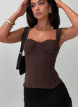 product Princess Polly Sleeveless High Neck  Kyrie Longline Corset Top Brown