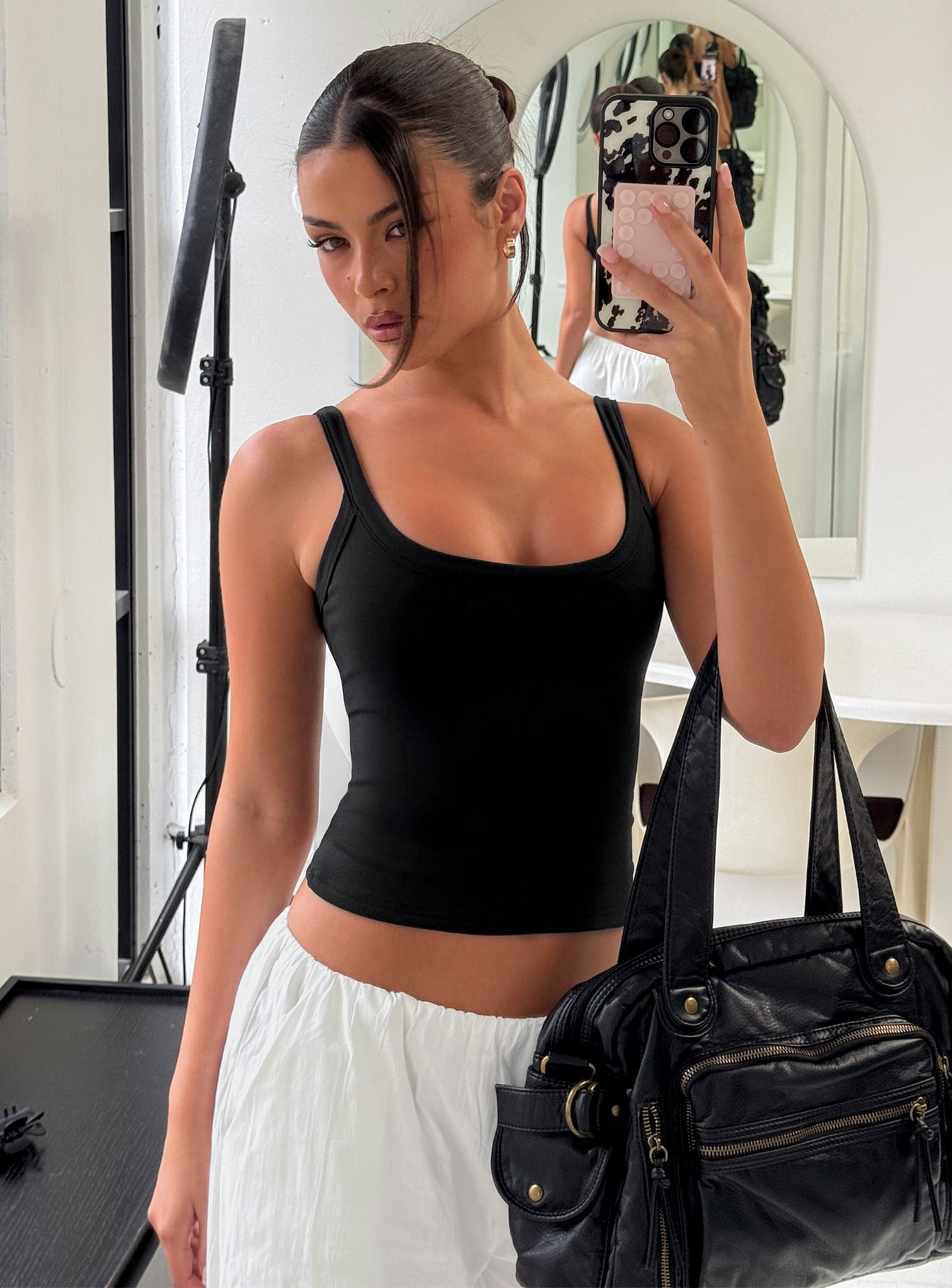 Kasper Cinched Longline Tank Top Black | Princess Polly