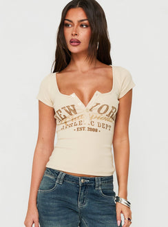 Olivie Graphic Short Sleeve Henley Top Multi