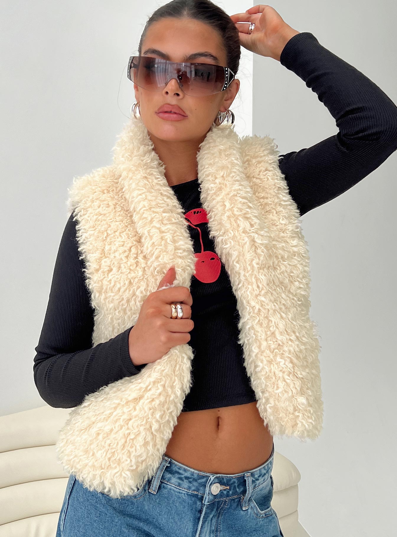 Mamba shearling vest cream