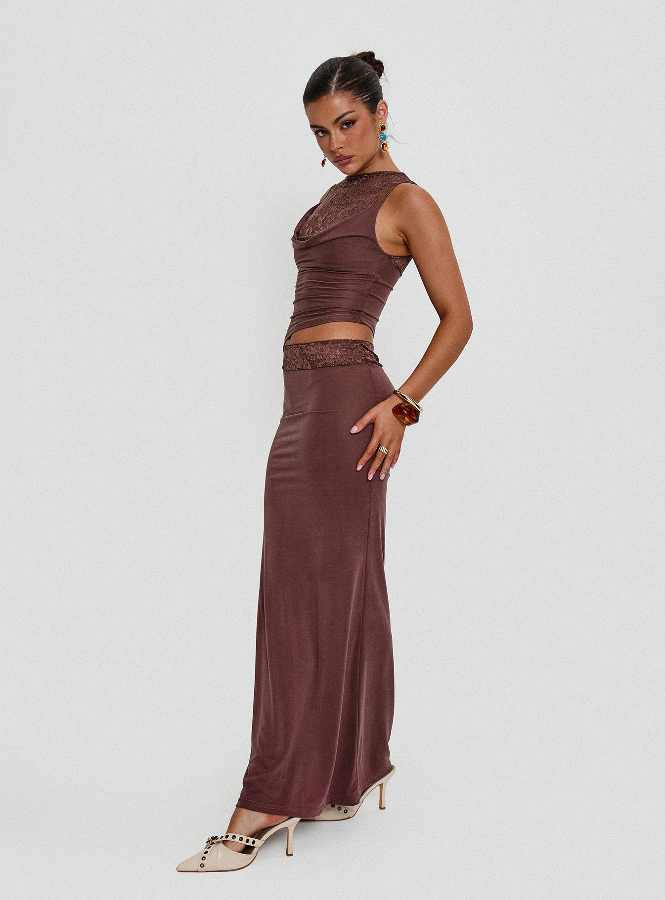Vesperine Lace Maxi Dress Cocoa Brown | Princess Polly Vesperine Lace Maxi Dress Cocoa Brown | Princess Polly