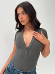 Princes Polly Short Sleeves  Kandis Bodysuit Marle Grey