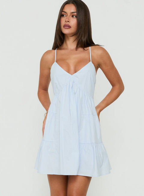Giordana Vneck Babydoll Mini Dress Blue