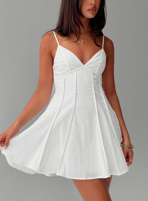 Libertie Pleat Mini Dress White | Princess Polly Libertie Pleat Mini Dress White | Princess Polly