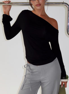 Get Home Safe One Shoulder Long Sleeve Top Black