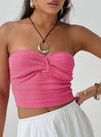 Tube top Knit material Inner silicone strip at bust Twist detail at front