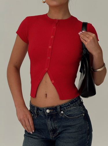 Suzu Knit Top Red