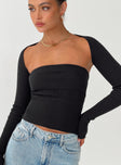 product Princess Polly Full Sleeves Square Neck  Siillato Knit Top Black