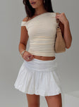   front view of model wearing Princess Polly Bubble Broderie Mini Skirt White Mini Skirts 