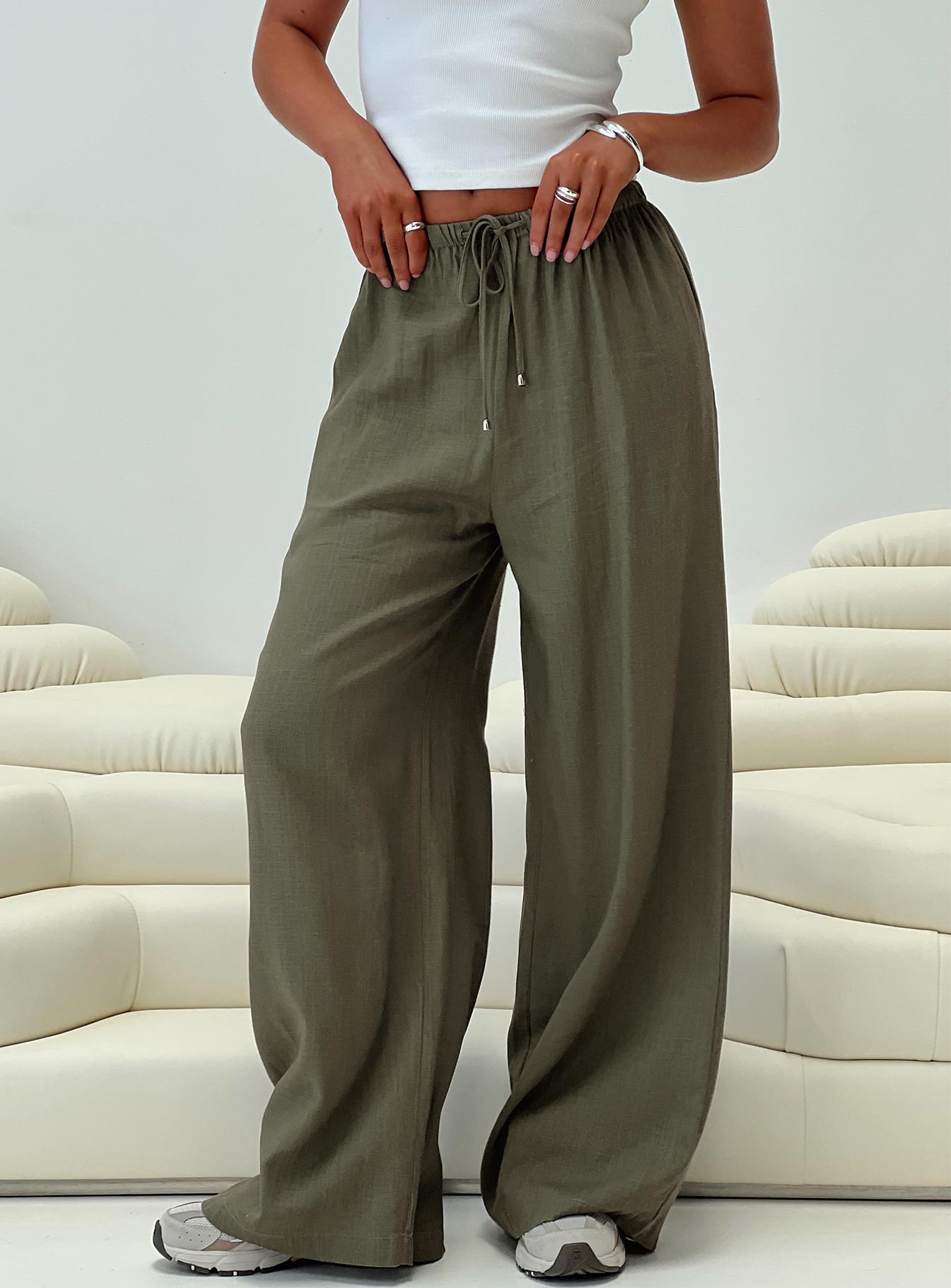 Ogilvie linen blend pants olive