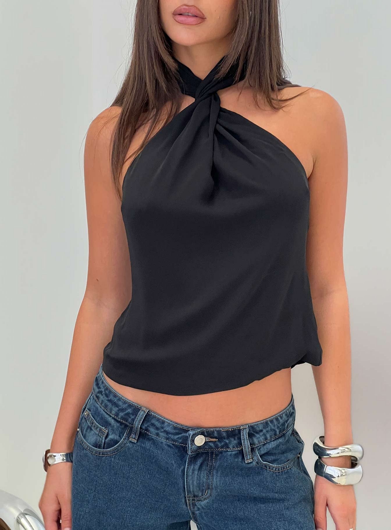 Adalynne Twist Front Top Black | Princess Polly