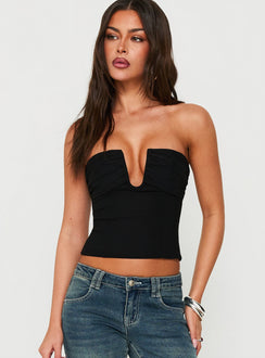 Karisma Strapless Ruched Top Black