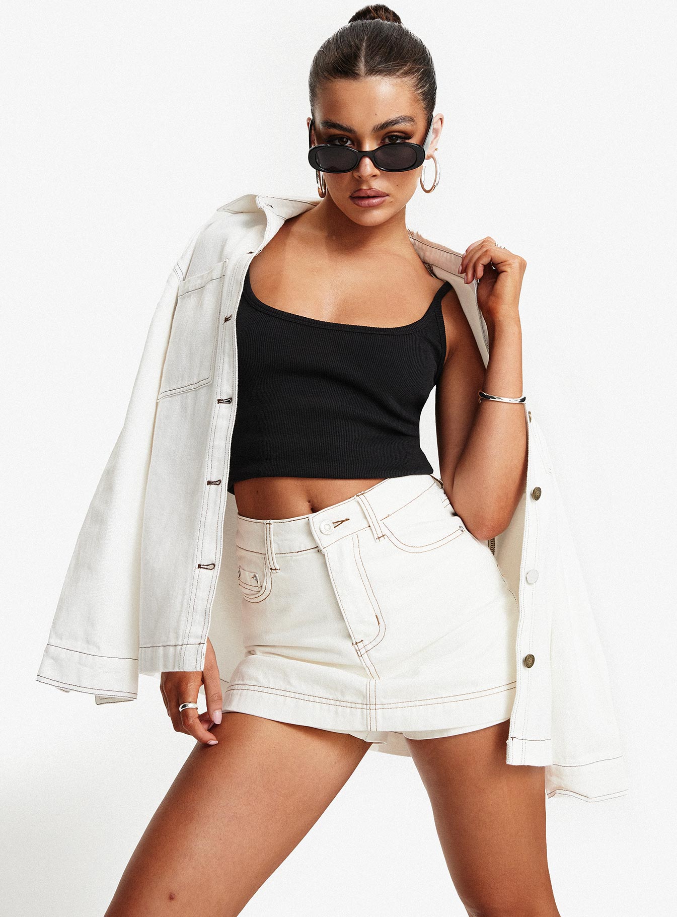 Katlynne denim mini skort white