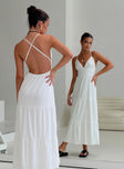 back view of model wearing Princess Polly Mckew Maxi Dress White V-Neck 