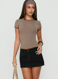 Warna Low Rise Denim Mini Skirt Washed Black