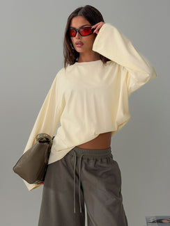 Settle Down Long Sleeve Top Butter Yellow