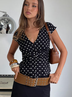 Indulgence Corset Top Black Polka