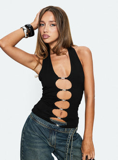 Sheelah Cut Out Sleeveless Top Black