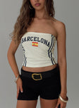 front view of model wearing Princess Polly Barcelona Tube Top White Sleeveless straight 