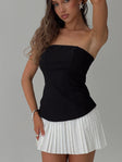 back view of model wearing Princess Polly Obsessed Strapless Mini Dress Black Straight Neck 