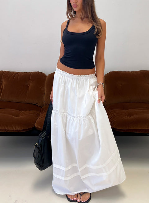 Meanna Tiered Maxi Skirt White
