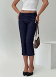 front view of model wearing Princess Polly Diran Capri Trouser Indigo 