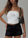 front view of model wearing Princess Polly Galen Top White Sleeveless straight 