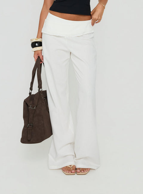 Brea Frill Belted Pants White