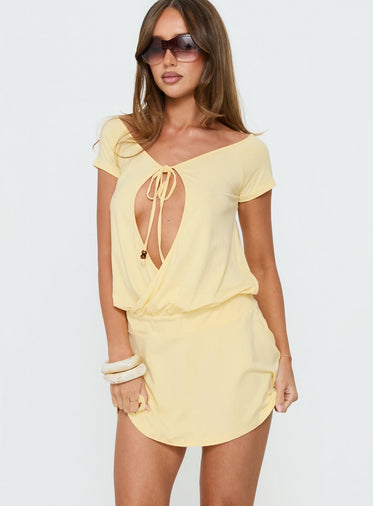 open lace back dress Carlita Mini Dress | Yellow | Womens