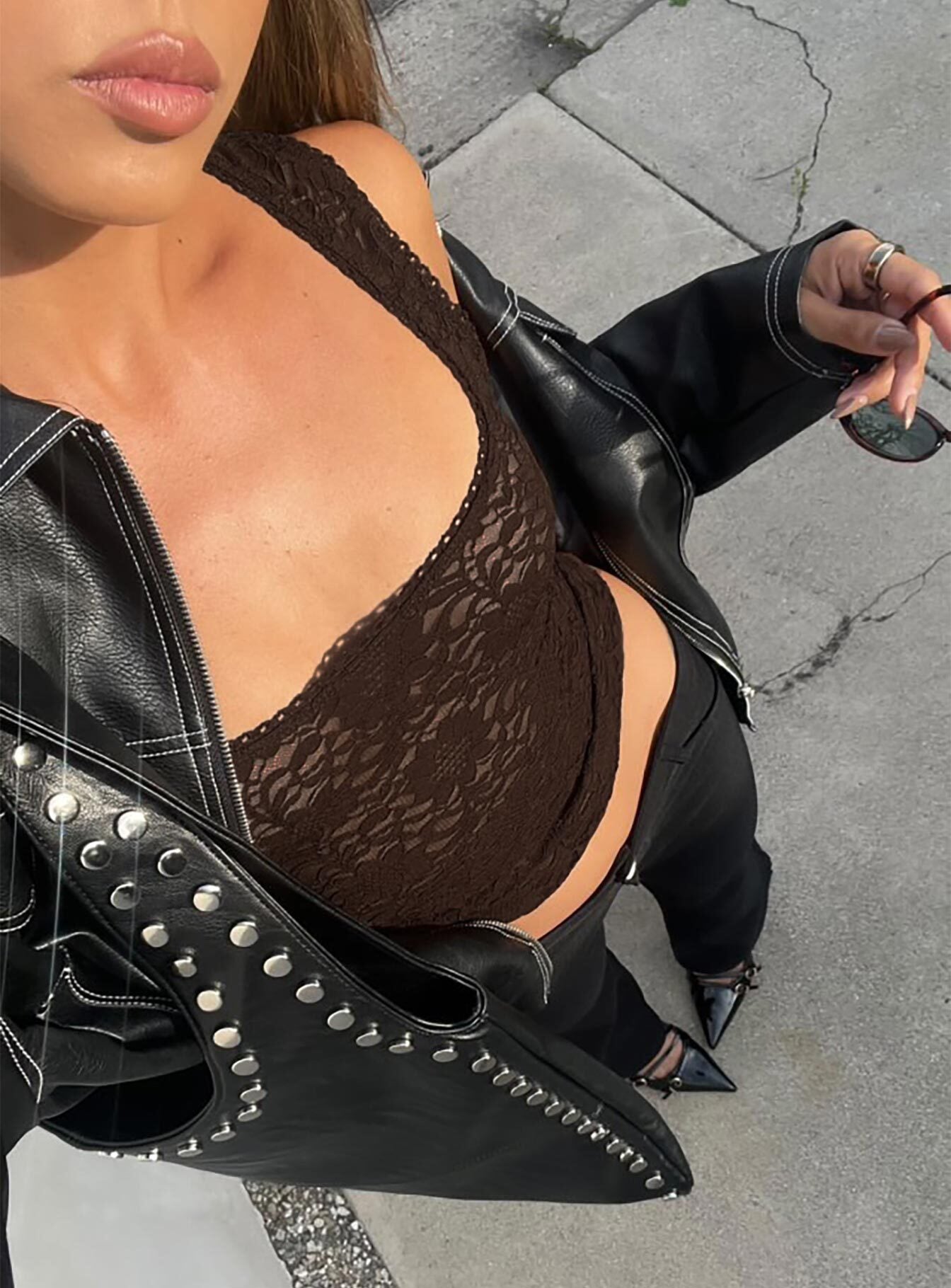 Bennington Lace Top Brown | Princess Polly