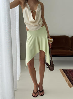 back view of model wearing Princess Polly Daelen Waterfall Midi Skirt Mint Midi Skirts 