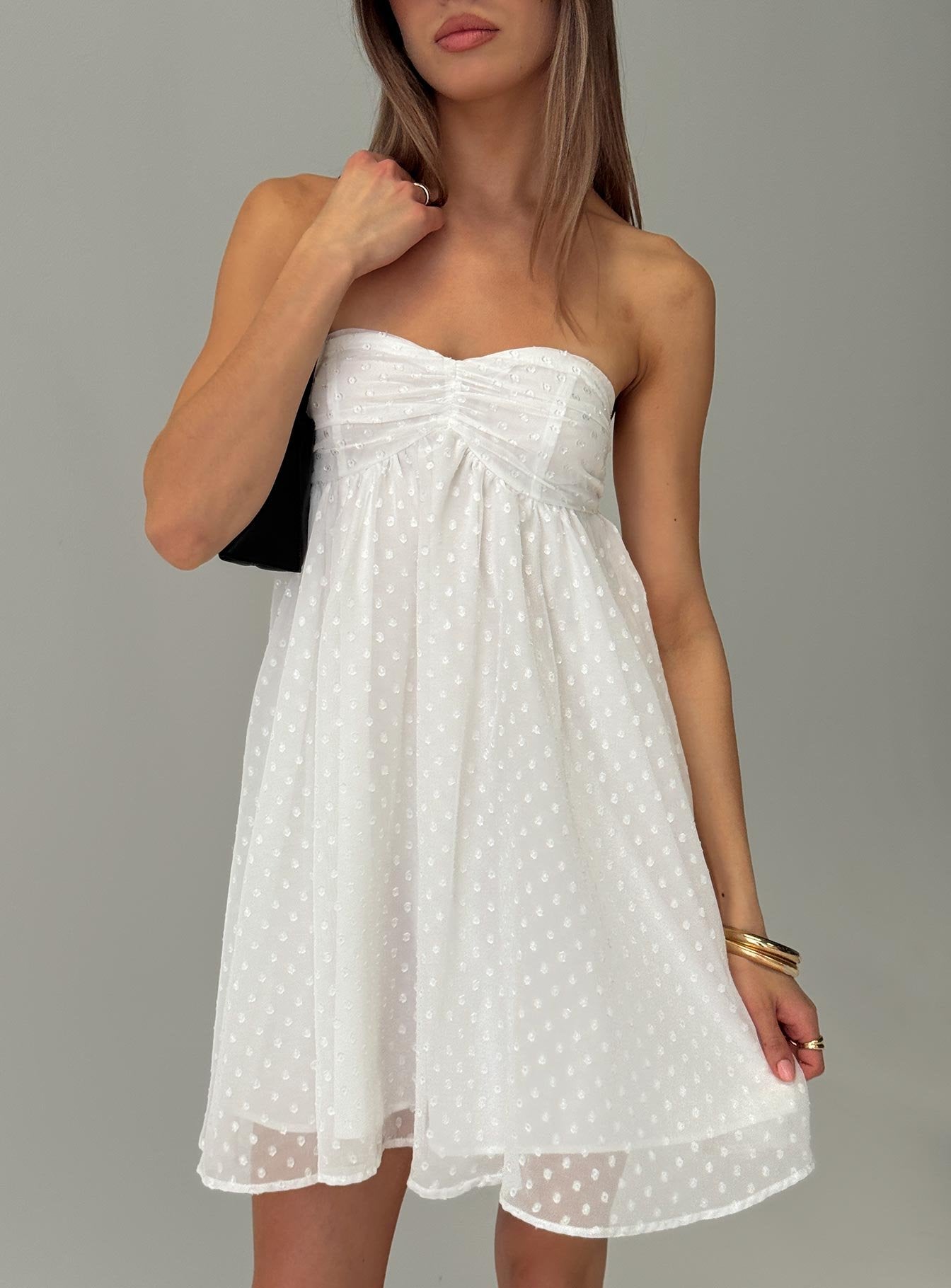 Kaimilla Strapless Sweetheart Mini Dress White | Princess Polly