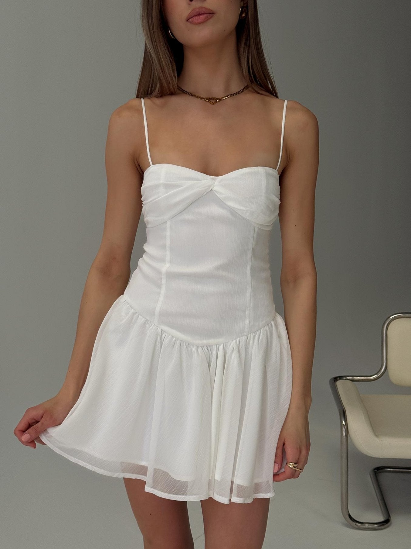 open lace back dress Darso Mini Dress White