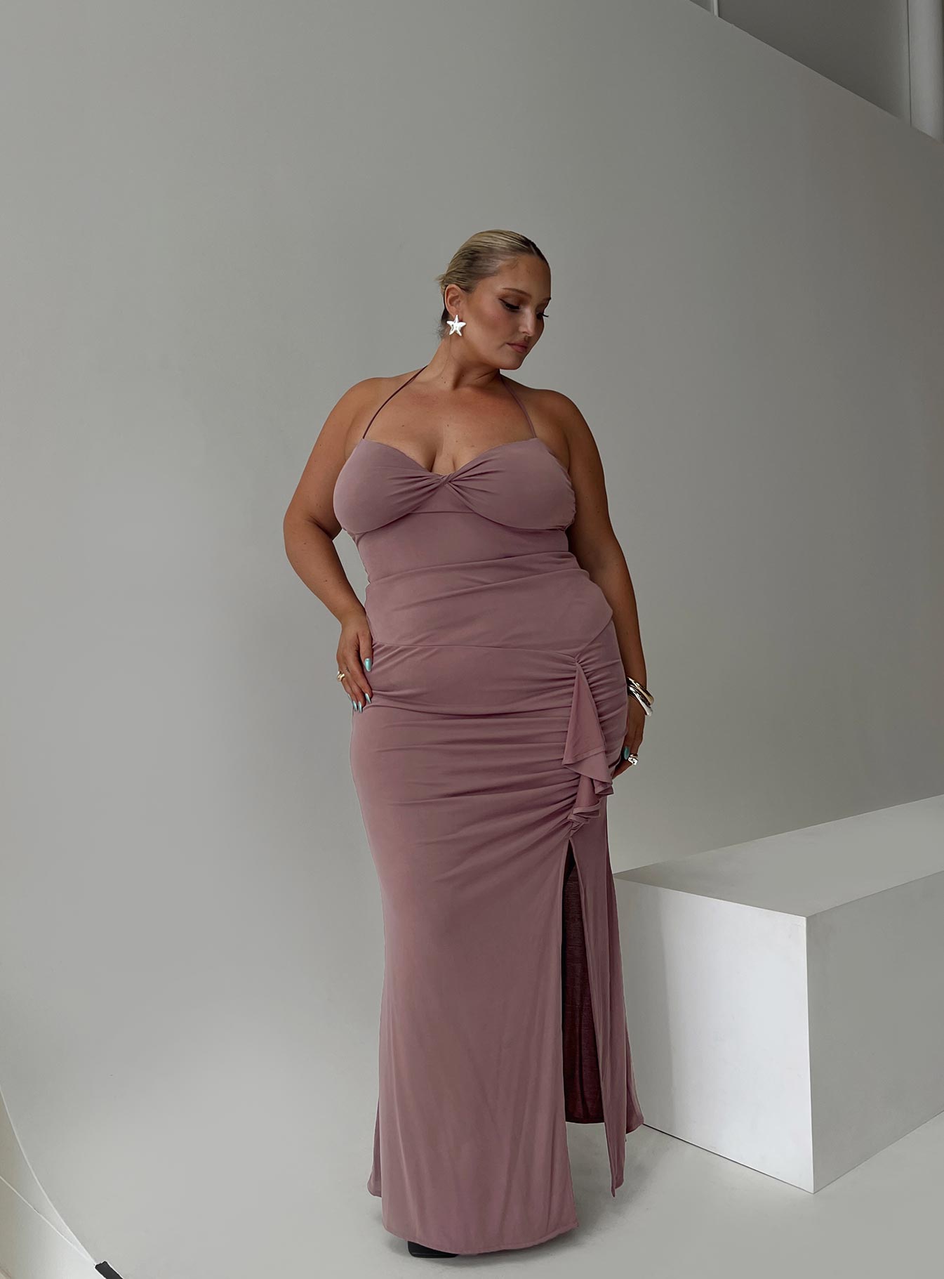 Destinations maxi dress mauve curve