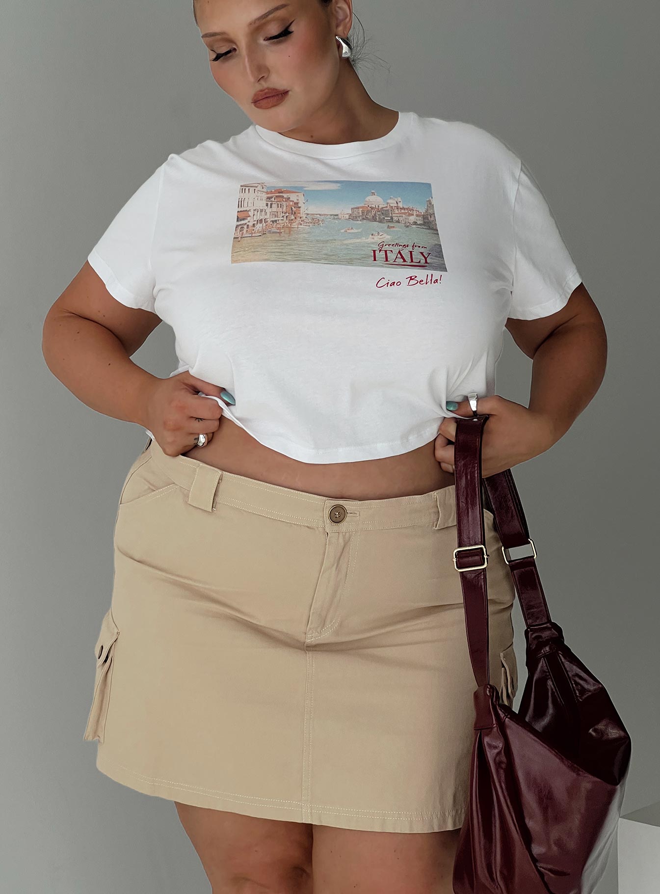 Lydie cargo mini skirt beige curve